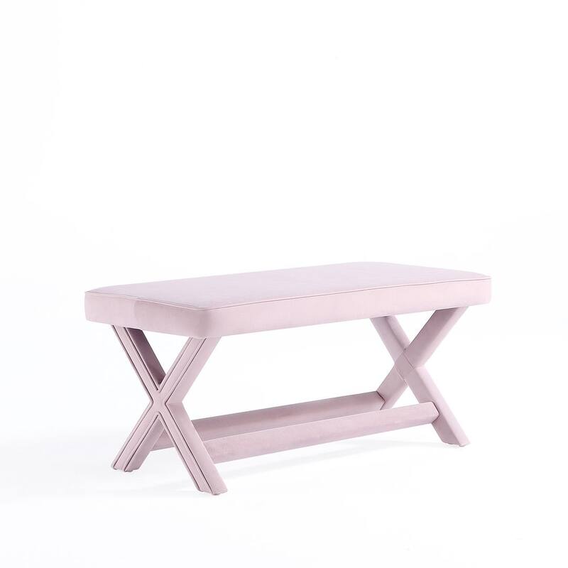 Manhattan Comfort Abigail Mid-Century Modern Velvet Upholstered Bench