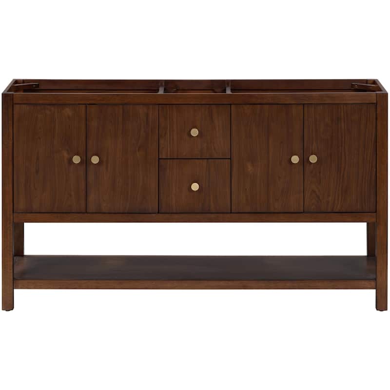 Avanity ZOE-V60 Zoe 60" Double Free Standing Vanity Cabinet Only - Walnut - Wood Finish