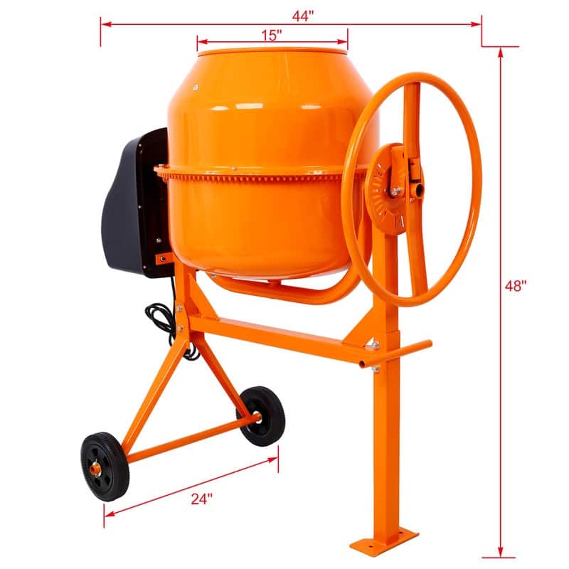 5 Cu.Ft. Electric Concrete Mixer Machine, Portable Power Cement Mixers for Mortar, Stucco and Fodder