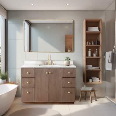 Oza Bath Vanity with Quartz Stone Top and Mirror