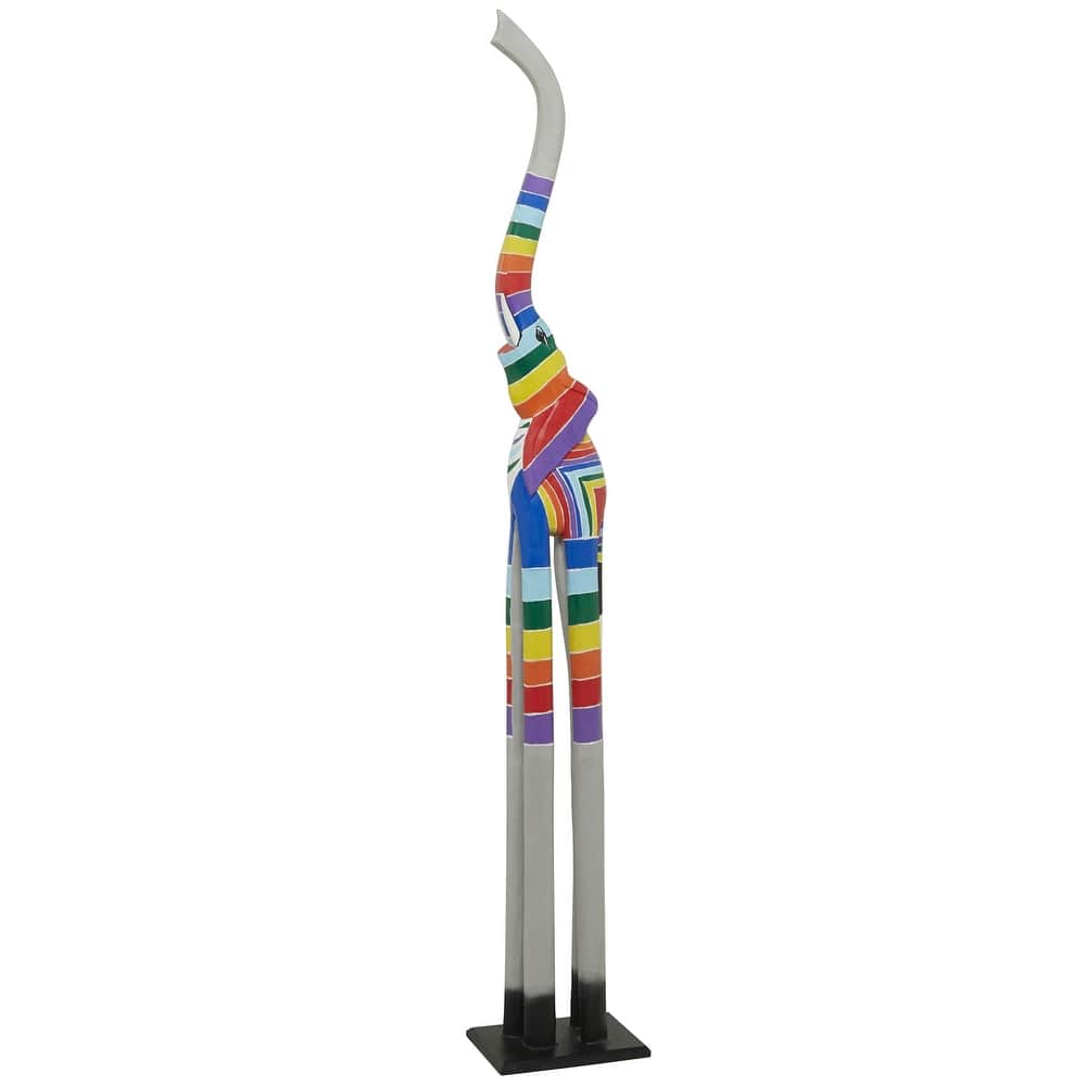 Metal Animal Indoor Outdoor Tall Decorative Sculpture with Detailed Embossed Scrollwork - Multi Colored - Roche River Decor