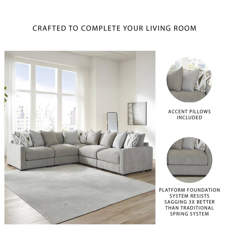 Signature Design by Ashley Aslan Court Gray 5-Piece Sectional - 113" W x 113" D x 36" H
