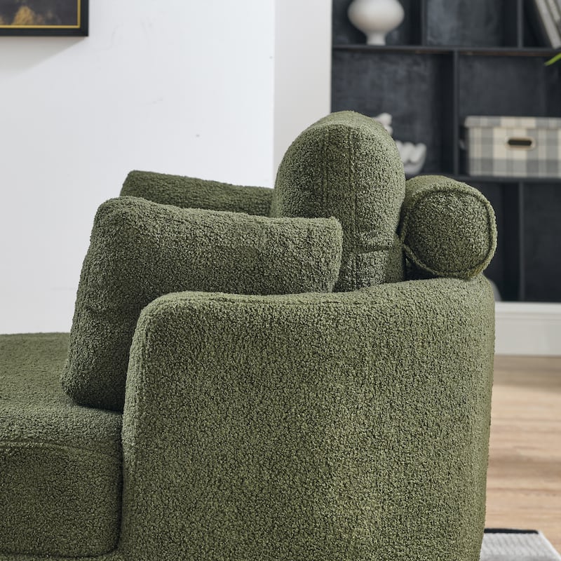 Oversized Swivel Cuddle Barrel Chair with moon storage ottoman