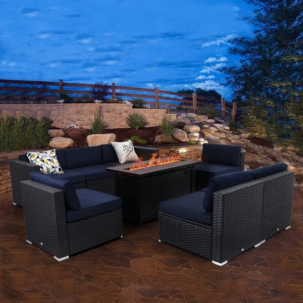 Sophia & William 9-Piece Patio Furniture Sectional Sofa Set with CSA Approved Propane Fire Pit. Opens flyout.