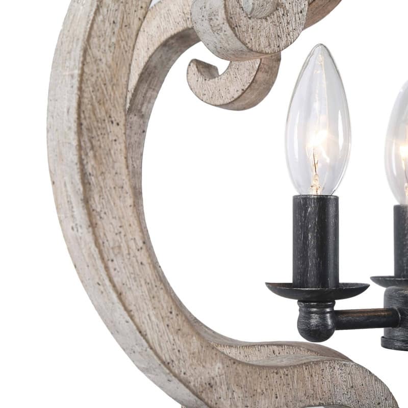 Azizon Farmhouse 3-Light Lantern Chandelier Wood Pendant Lights for Kitchen Island - 15.5"D x 19"H
