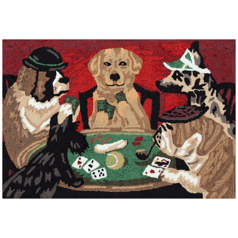 Liora Manne Frontporch Poker Pups Indoor/Outdoor Area Rug