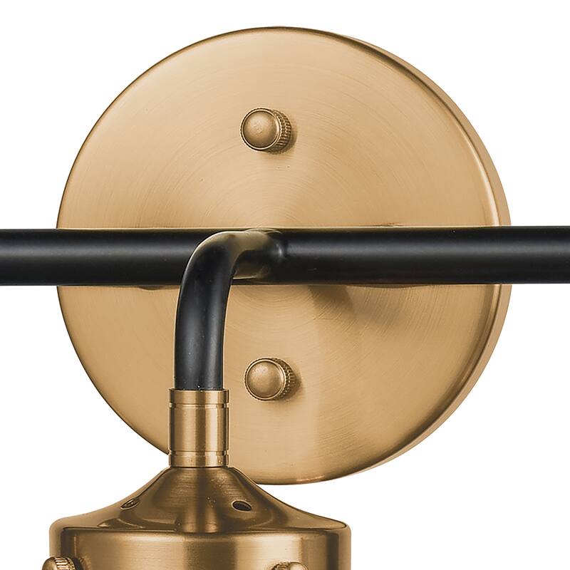 Boudreaux 15-inch Wide 2-Light Vanity Light in Matte Black with Antique Gold