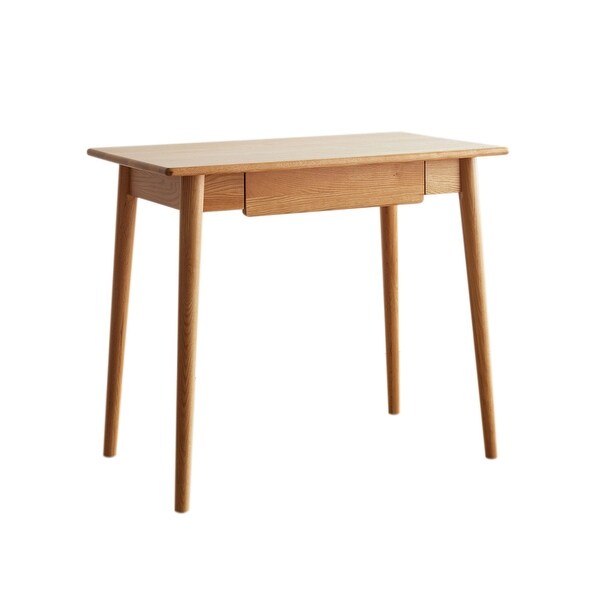 Solid Wood Natural Wood Computer Desk with Drawer - Bed Bath