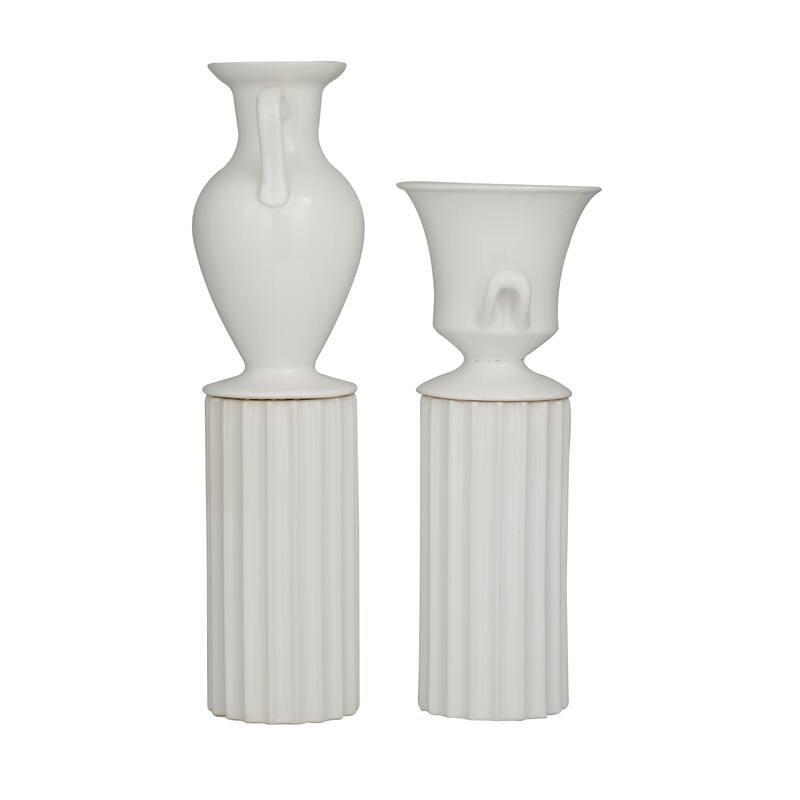 White Porcelain Transitional Vase Set of 2