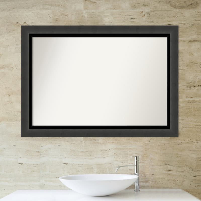 Non-Beveled Bathroom Wall Mirror - Tuxedo Black Frame