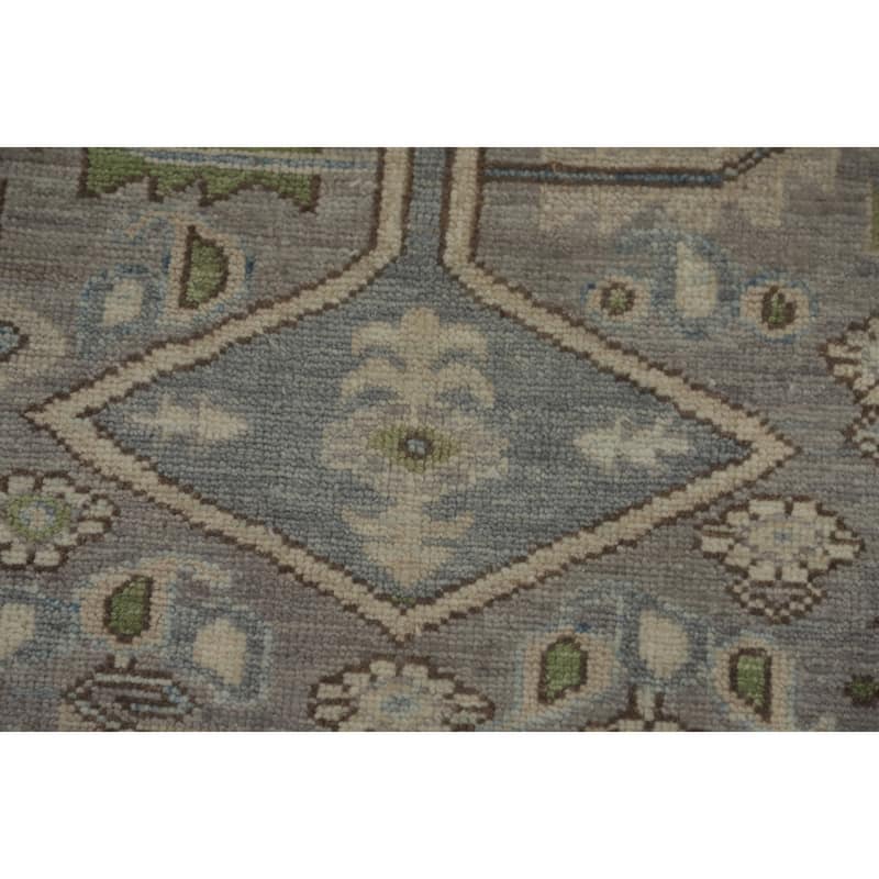 Handmade Wool Oushak Turkish Area Rug, Floral Geometric Carpet - 10' 0'' X 7' 10''