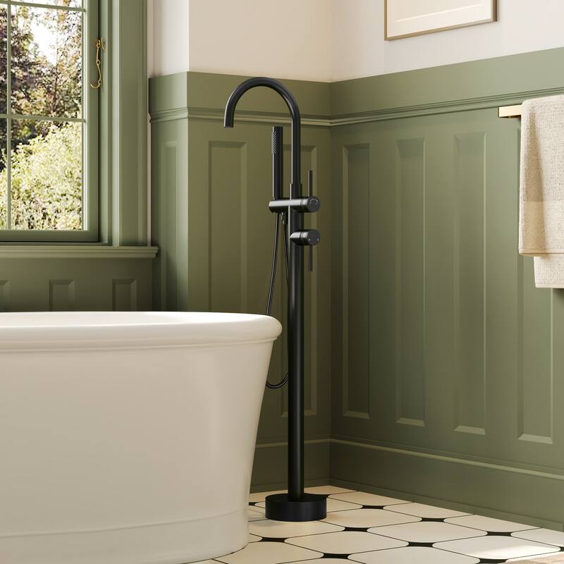 Single-Handle Freestanding Tub Faucet With Hand Shower