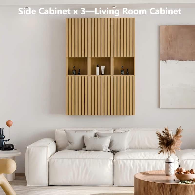 Modland 14"W x 59''H Wall Mounted Bathroom Cabinet - Narrow Waterproof Plywood, Corolla Oak for Over Toilet Storage