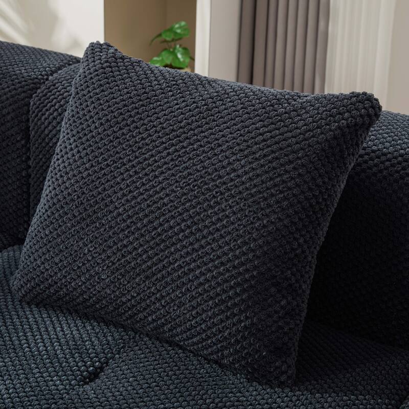 104"W Modern Upholstered Sectional Sofa with 3 Pillows and Ottoman