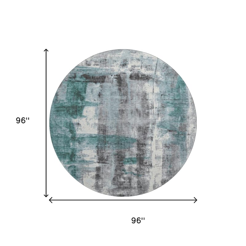HomeRoots Abstract Transitional Round Area Rug - 8' Round