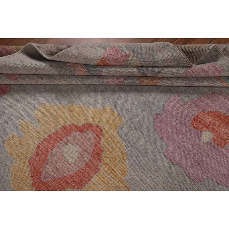 Vegetable Dye Oushak Large Area Rug Hand-Knotted Turkish Wool Carpet - 12'1"x 14'10"