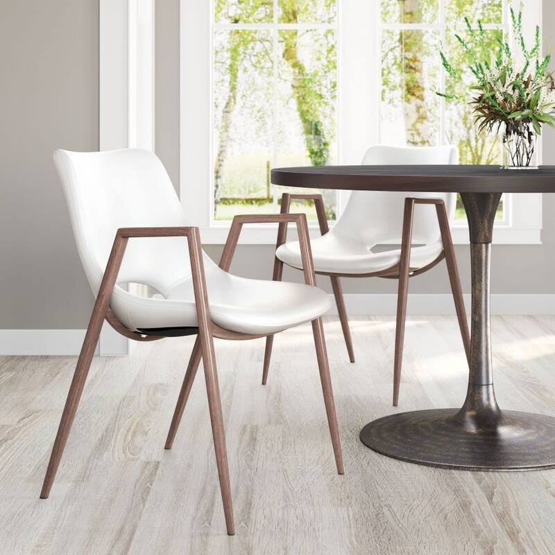 Desi Dining (Set of 2) Chair - White, Walnut