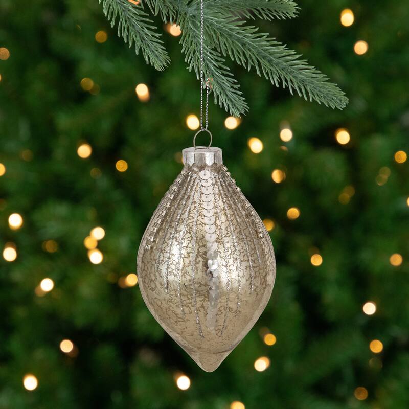 5" Gold Mercury Glass Finial Christmas Ornament