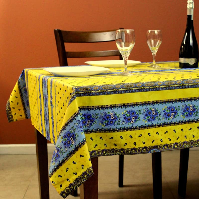 Wipeable Spill Resistant Provencal Cotton Cannes Collection Tablecloth