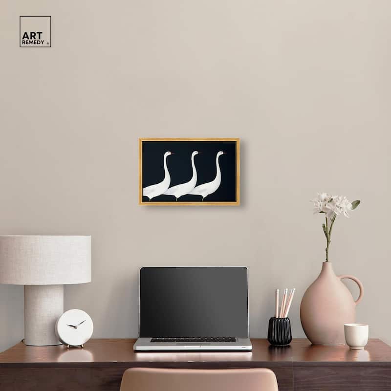 Trio of Swans Canvas by Art Remedy
