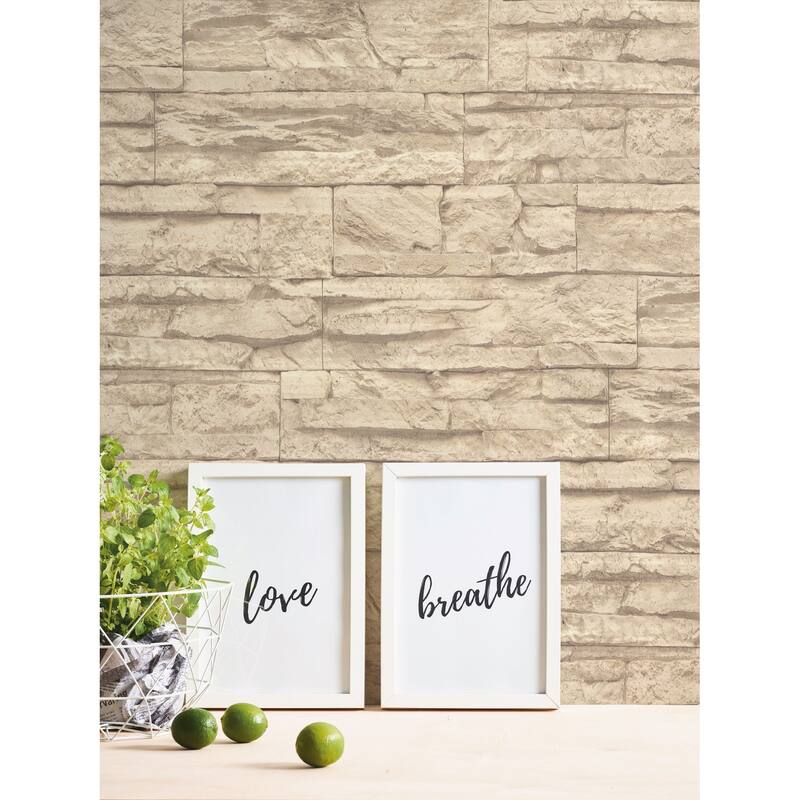 Galerie Wallcoverings Bricks and More Collection Wide Granite Slabs Matte Finish Vinyl on Non-woven Wallpaper Roll