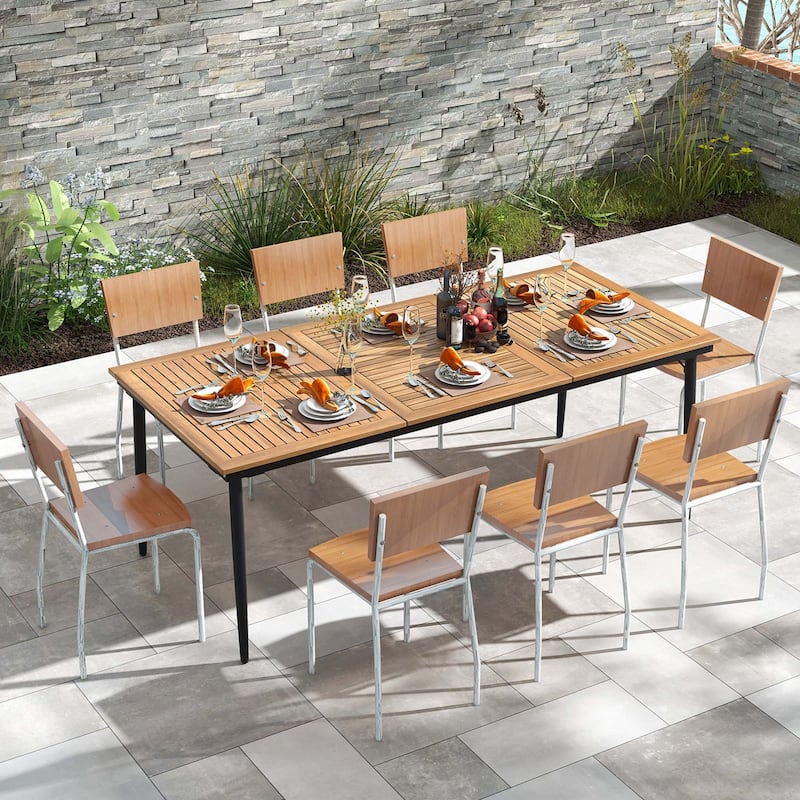 Costway 79" Outdoor Dining Table for 8 Acacia Wood Patio Table with - See Details