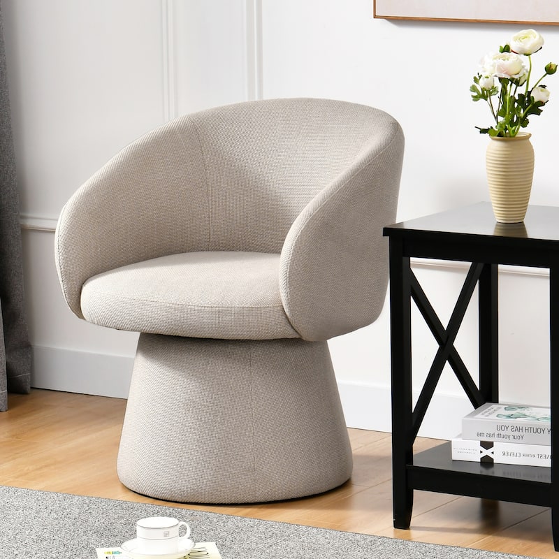 Upholstered Swivel Barrel Lounge Accent Chairs