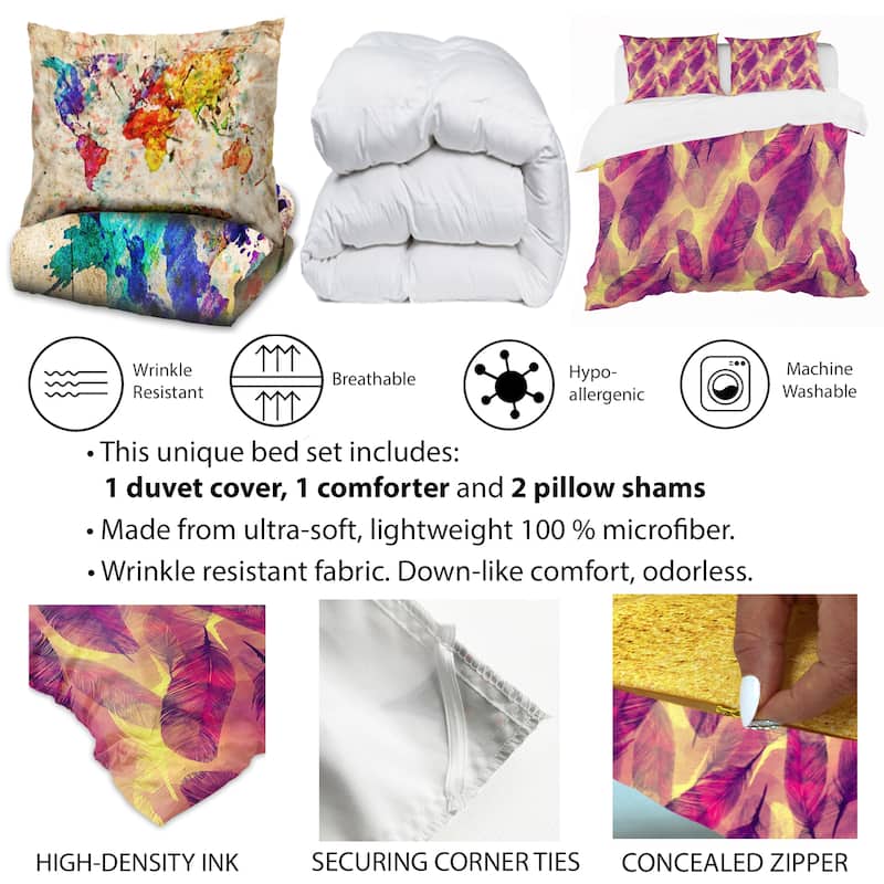 Designart 'Chinoiserie With Birds and Peonies X' Traditional Duvet Cover Comforter Set