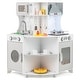 preview thumbnail 1 of 8, Gymax Corner Wooden Play Kitchen Kids Kitchen Playset w/ Microwave Grey