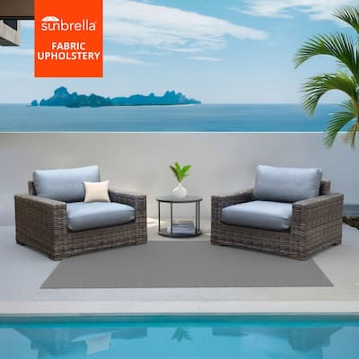 Kinger Home Larry 2-Piece Wicker Patio Stationary Chair - 36" L x 38" W x 26" H