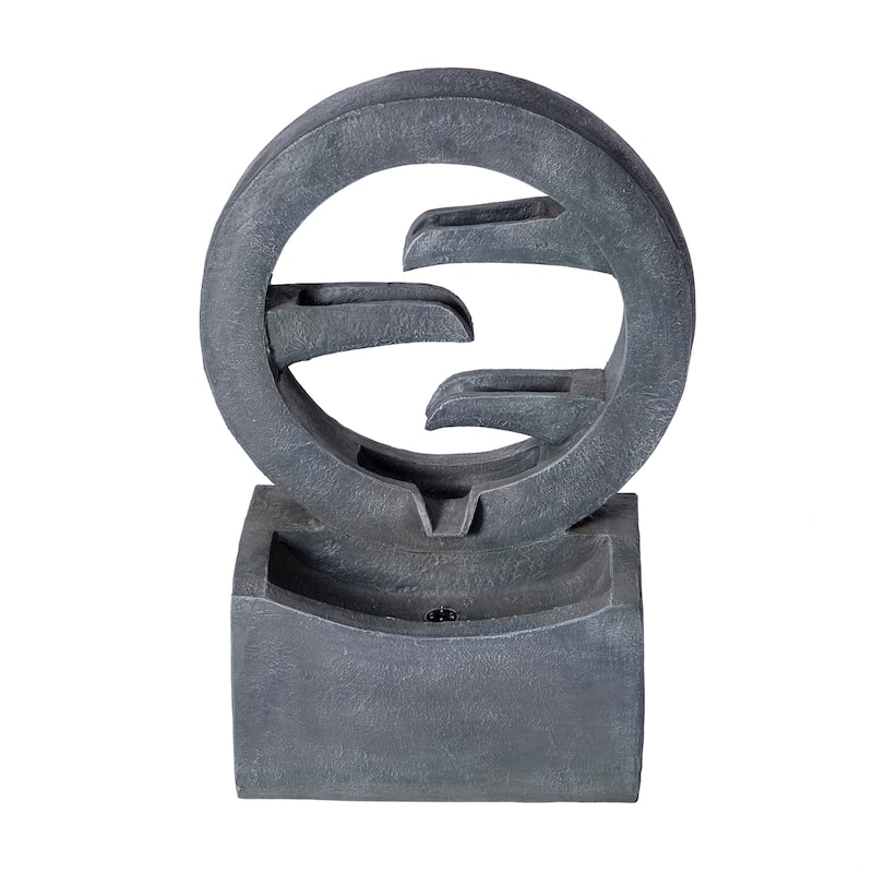 Christopher Knight Home - Modern 26.77"H Polyresin Outdoor Water Fountain with LED Light & Cascading Design