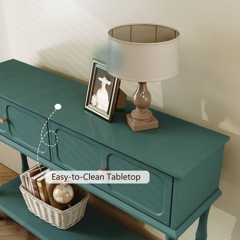 Mid-Century Console Table with 2 Doors for Entry and Living Room