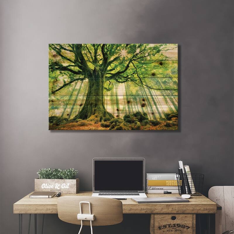 Ponthus' Beech Print On Wood by Christophe Kiciak - Multi-Color