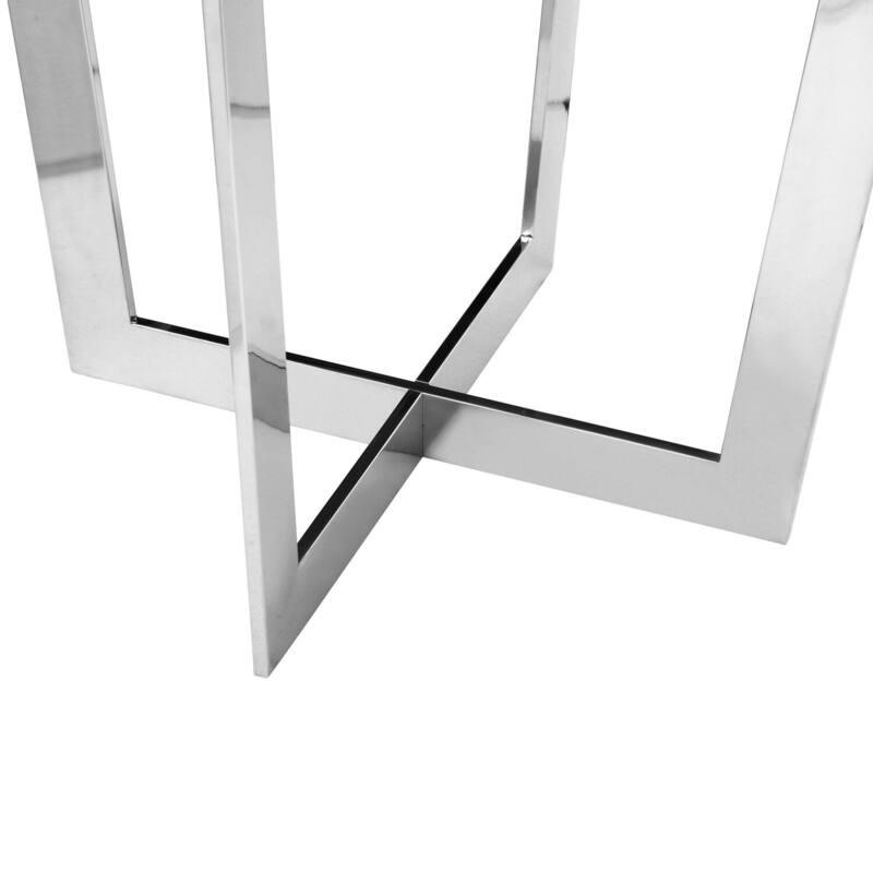 24 in. Espresso Brown and Chrome Round Wood End Table, Sturdy Build End Side Table for Living Rooms