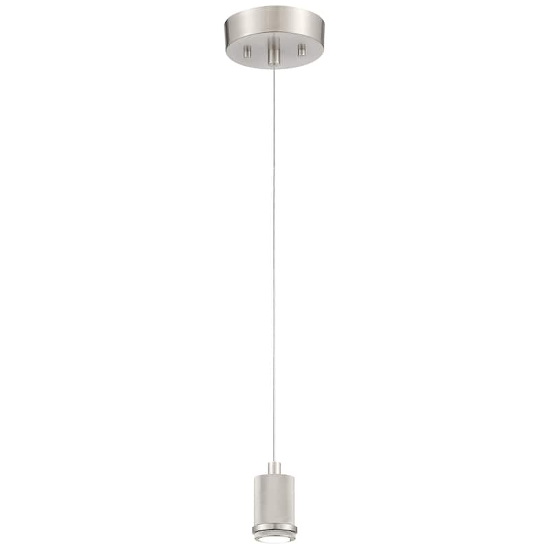 Access Lighting Port Nine Stark LED Pendant - Clear Frosted - Dedicated LED - Brushed Steel/Clear Frosted