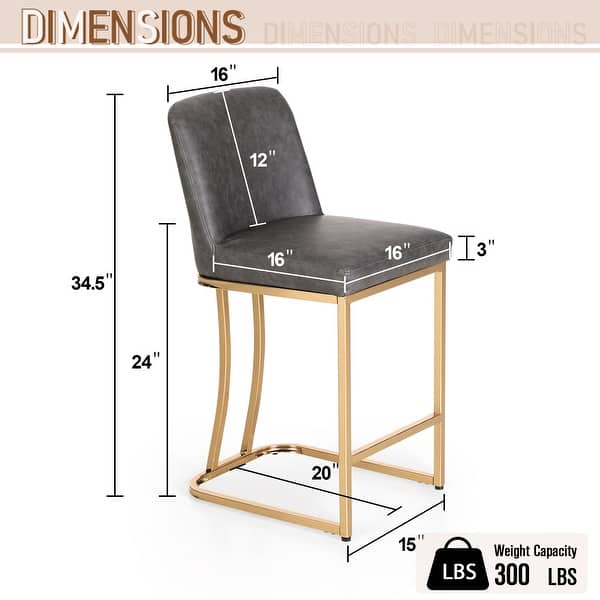 Bar Stool PU Leather Upholstered Dining Chair Middle Back Kitchen Stool