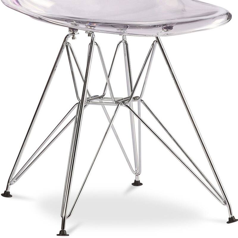 HomeRoots Clear and Silver Steel Dining Side Chair