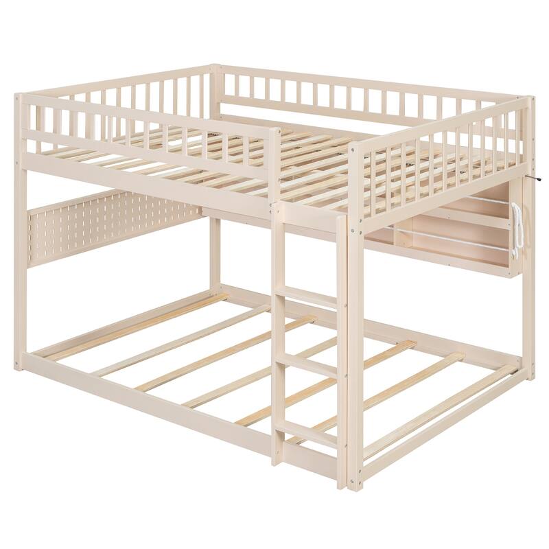 Convertible Bunk Bed with LED Storage Wall & Pegboard by Harper&Bright Designs