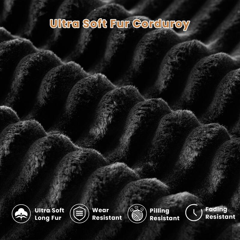 HOOOWOOO Modern Plush Corduroy L-shaped Sofa Chaise Lounge with Ottoman