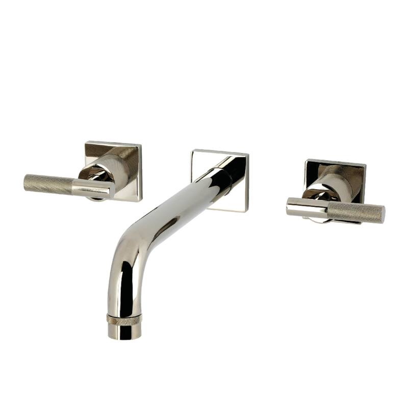 Kingston Brass Convergent Two-Handle Wall Mount Roman Tub Faucet with Knurled Handle - Polished Nickel