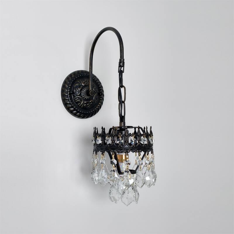 Vintage Crystals Wall Lighting Sconce Lamp with Clear Crystals