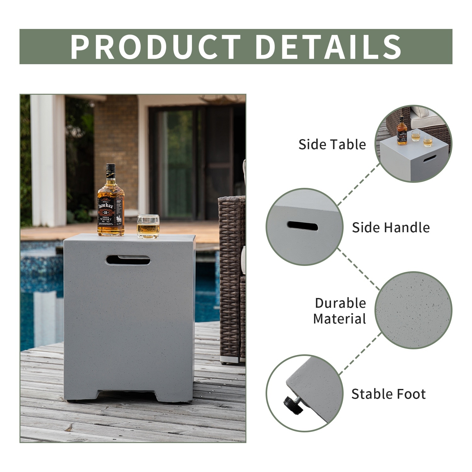 COSIEST Outdoor Table for Gas Fire Pit Propane Tank Cover ...