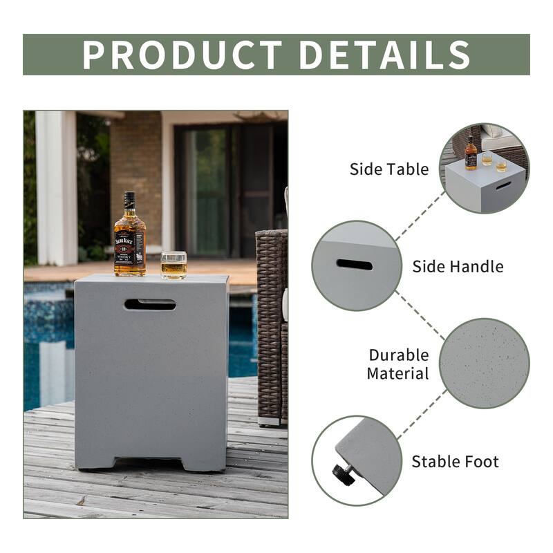 COSIEST Concrete Outdoor Propane Tank Cover Table