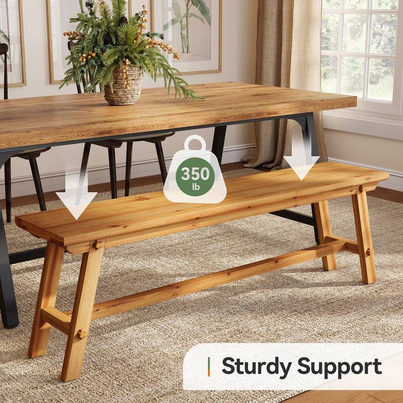 Solid Wood Indoor Dining Table Bench for Kitchen Dining Room - 55.12" L x 11.8" D x 17.72" H