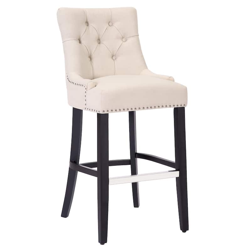 Carter 29" Linen Fabric Tufted Upholstered BarStool - N/A