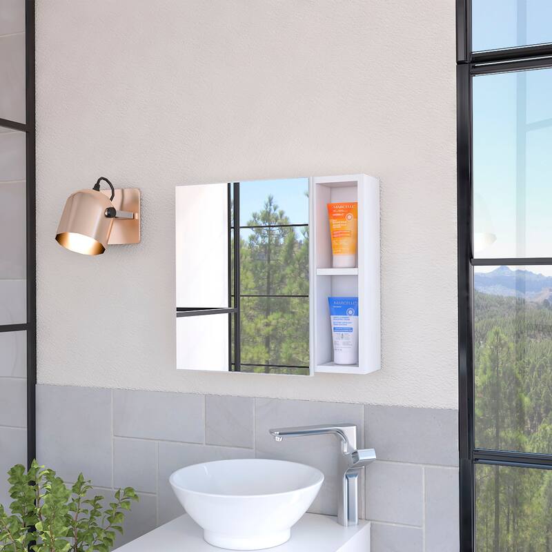 Myrick 2-Shelf Medicine Cabinet with Mirror - White