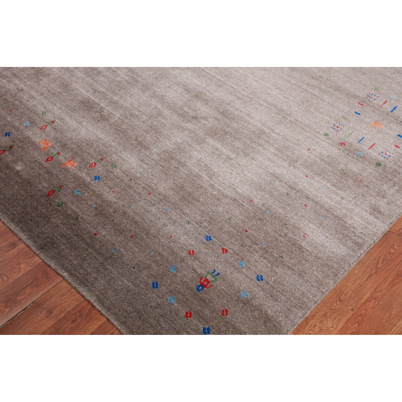 Tribal Gabbeh Indian Area Rug Handmade Oriental Brown Wool Carpet - 8'3" x 10'0"