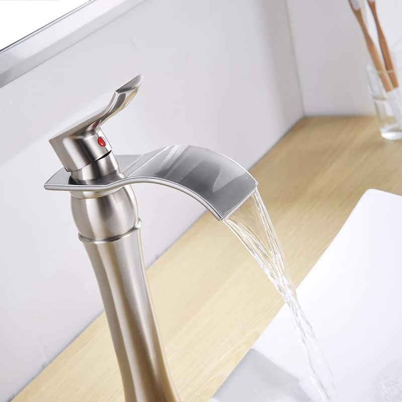 Brushed Nickle Waterfall Spout Single Handle Bathroom Faucet