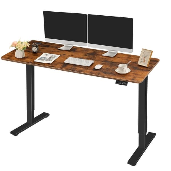 slide 2 of 3, Homall Electric Height Adjustable Standing Office Desk 55" × 24" - Brown