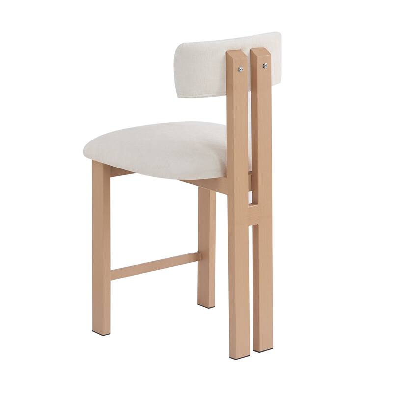 Roomfitters Stylish Round Counter Stools with Upholstered Seat and Metal Frame, Natural Set of 2